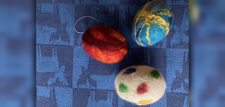 Ostereier aus Filz gefilzte Ostereier