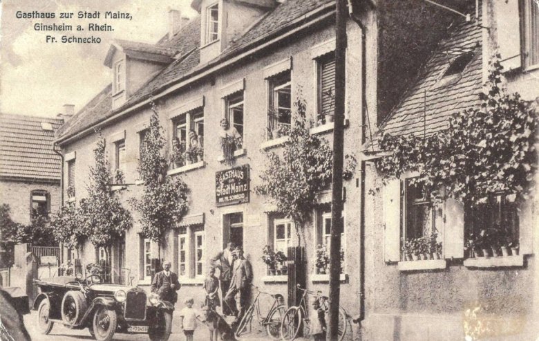 Gasthaus "Zur Stadt Mainz" Postkarte ca. 1920