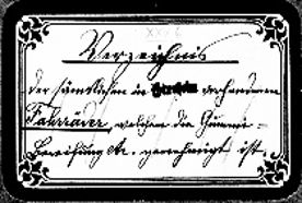 Registerheft: Fahrräder mit genehmigter Gummibereifung in Ginsheim Registerheft: Fahrräder mit genehmigter Gummibereifung in Ginsheim