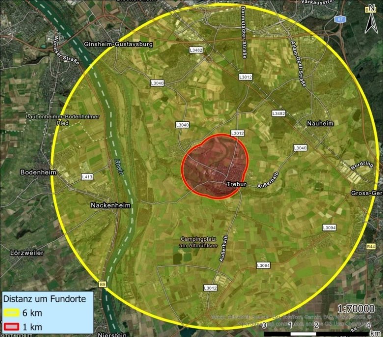 Karte: Befalls- und Pufferzone