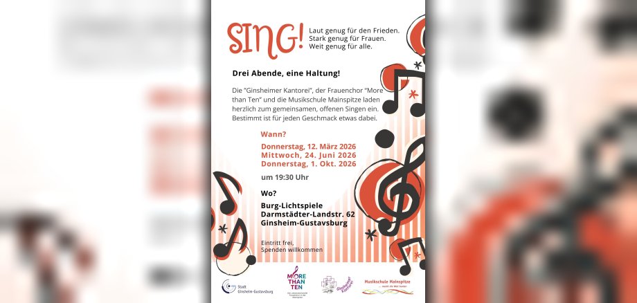 SING! – Drei Abende, eine Haltung: Laut genug für den Frieden – Stark genug für Frauen – Weit genug für alle SING! – Drei Abende, eine Haltung: Laut genug für den Frieden – Stark genug für Frauen – Weit genug für alle