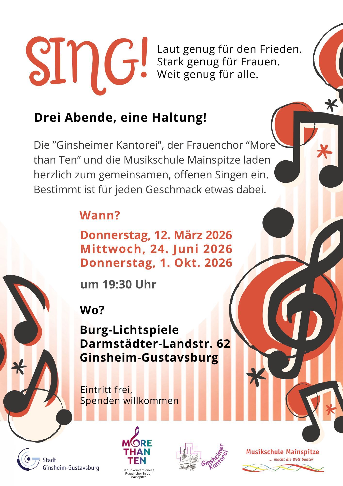 SING! – Drei Abende, eine Haltung: Laut genug für den Frieden – Stark genug für Frauen – Weit genug für alle SING! – Drei Abende, eine Haltung: Laut genug für den Frieden – Stark genug für Frauen – Weit genug für alle