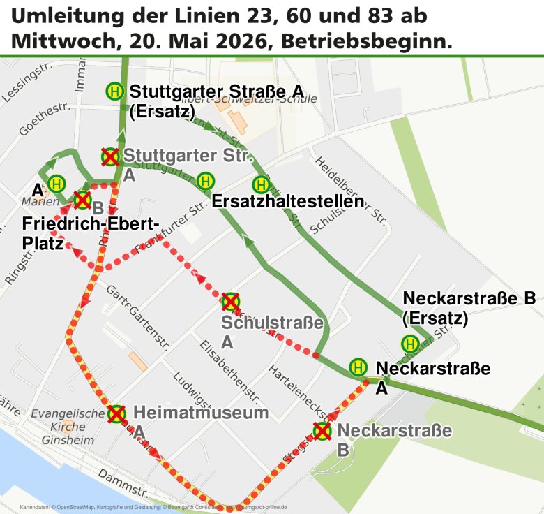 Karte Busumleitung