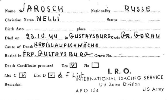 Totenschein Nelly Jarosch