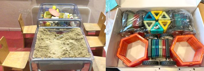 Sandtische und Magnetspielzeug