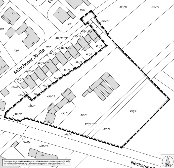 Räumlicher Geltungsbereich des vorhabenbezogenen Bebauungsplans Neubau wohnvoll Village - unmaßstäblich